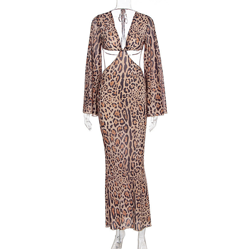 Damen Maxi-Kleid mit tiefem Rückenausschnitt und faszinierendem Animal-Print Echo Archiv