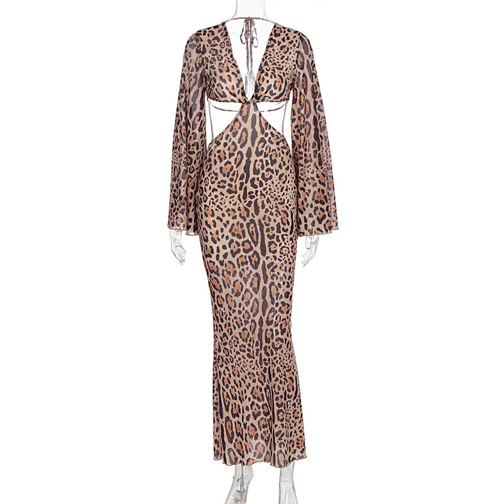 Damen Maxi-Kleid mit tiefem Rückenausschnitt und faszinierendem Animal-Print Echo Archiv