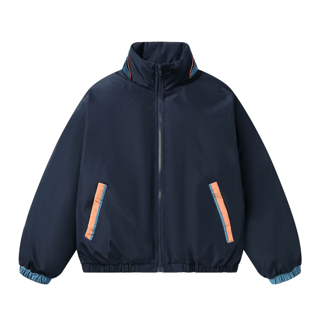 Damen Boxy Leicht-Windbreaker mit hohem Stehkragen und kontrastbesetzten Eingrifftaschen Echoarchiv