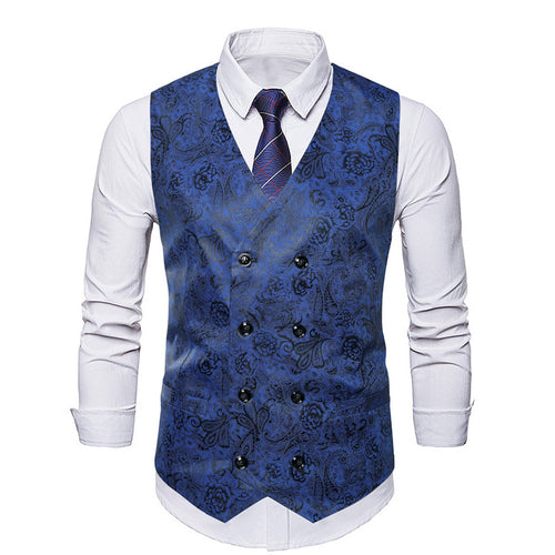 Herren elegante Weste mit floralem Muster und doppelter Knopfreihe Echoarchiv