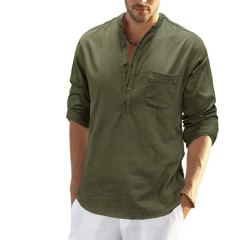 Herren Leichtes Langarmshirt mit Knopfleiste Echoarchiv
