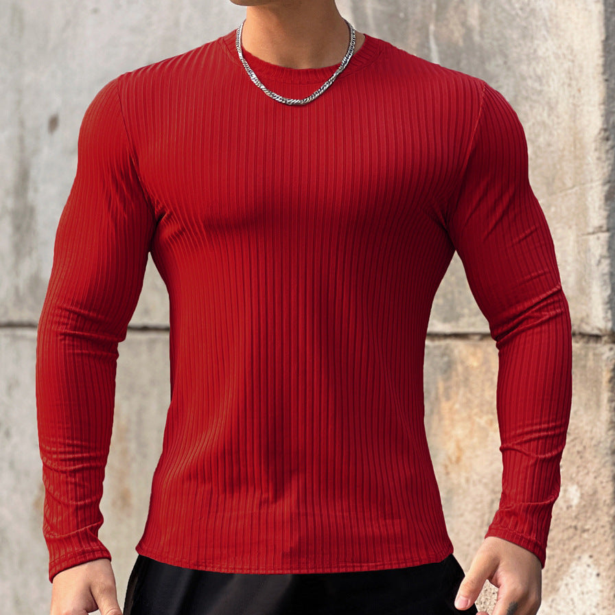 Herren Langarmshirt mit strukturiertem Rippenmuster und sportlicher Passform Echoarchiv