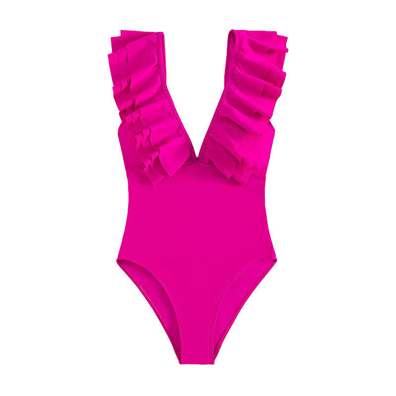 Damen Eleganter Einteiler Badeanzug mit Volant Echo Archiv