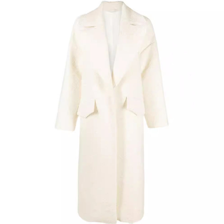 Damen Langer Bouclé‑Mantel mit kastiger Silhouette und aufgesetzten Pattentaschen Echoarchiv