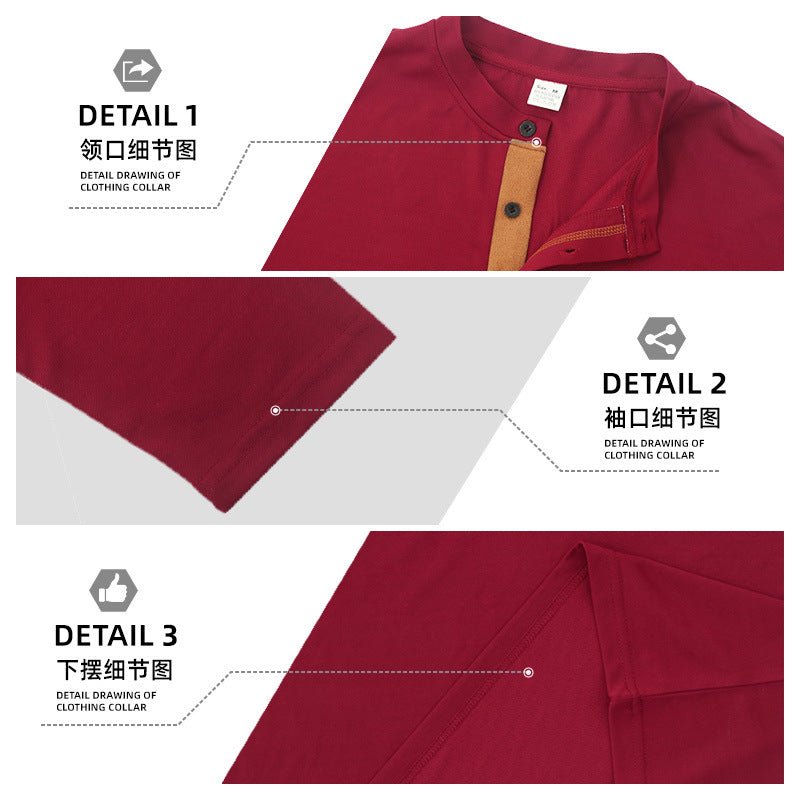 Herren nan langärmliges Jerseyshirt mit Mandarinkragen, kurzer Knopfleiste, Brusttasche und kontrastierender Ziernaht Echo Archiv