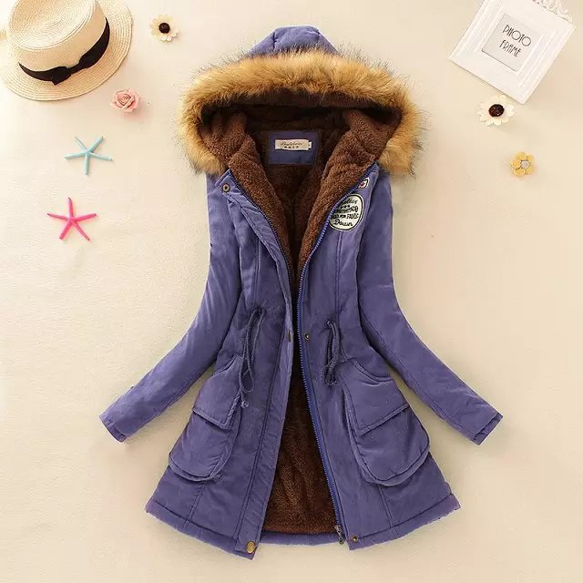 Damen nan gefütterter Parka mit Kunstfellkapuze, Sherpa-Innenfutter und taillierendem Kordelzug Echo Archiv