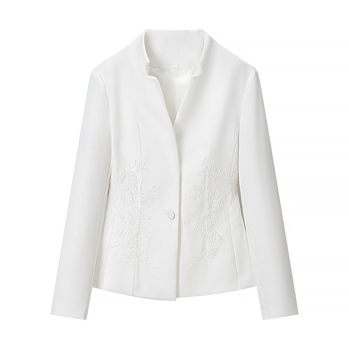 Damen Taillierte Kurzjacke mit Stehkragen und floraler Stickerei Echo Archiv