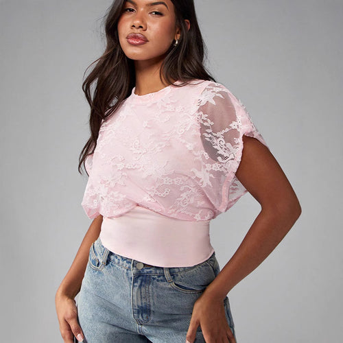 Damen Elegant strukturiertes Oberteil mit Spitzendetails Echo Archiv