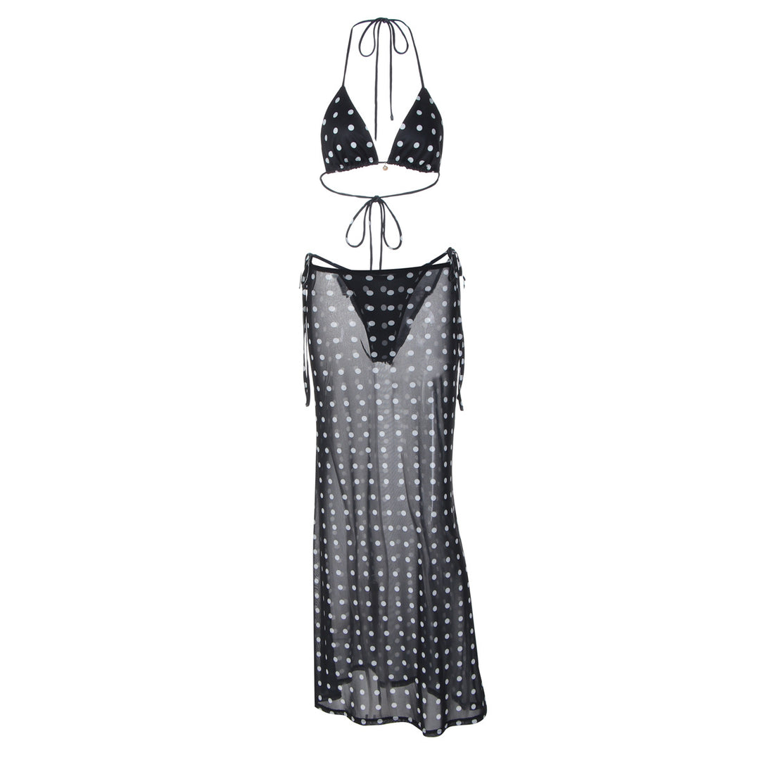 Damen Strandkleid mit Punkten und seitlichem Bindeband Echo Archiv