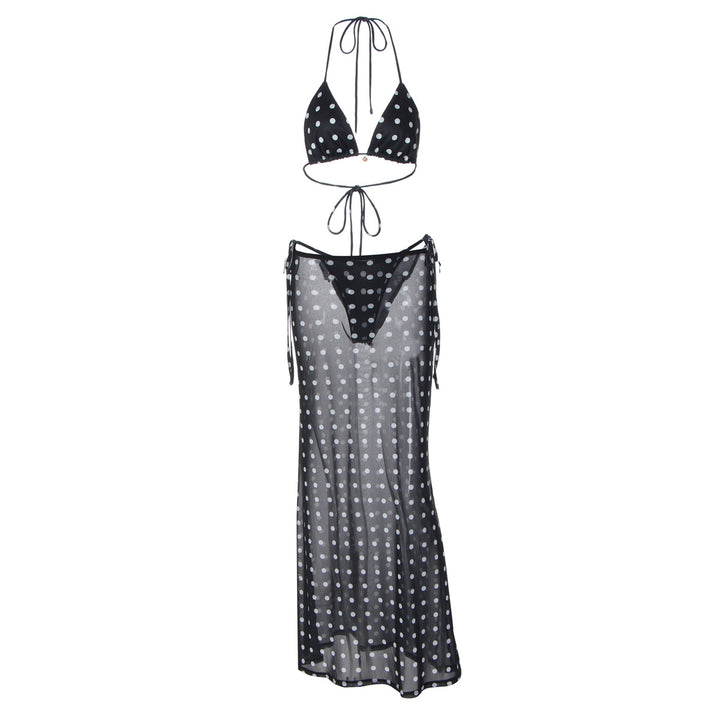 Damen Strandkleid mit Punkten und seitlichem Bindeband Echo Archiv
