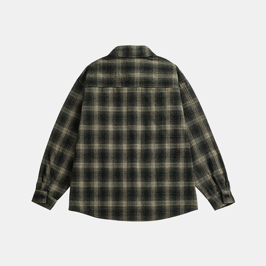 Unisex Kariertes Overshirt‑Jacke im Flanelllook mit Brustpattentaschen Echoarchiv
