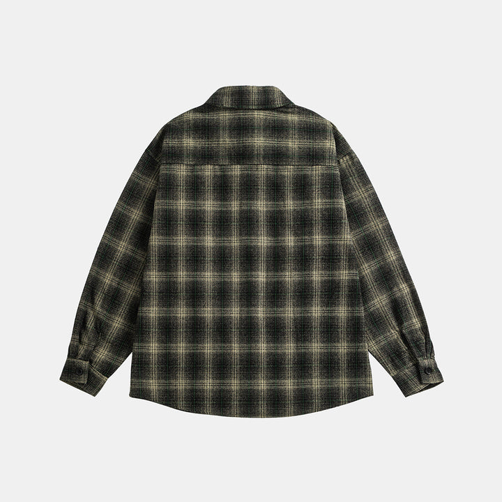 Unisex Kariertes Overshirt‑Jacke im Flanelllook mit Brustpattentaschen Echoarchiv