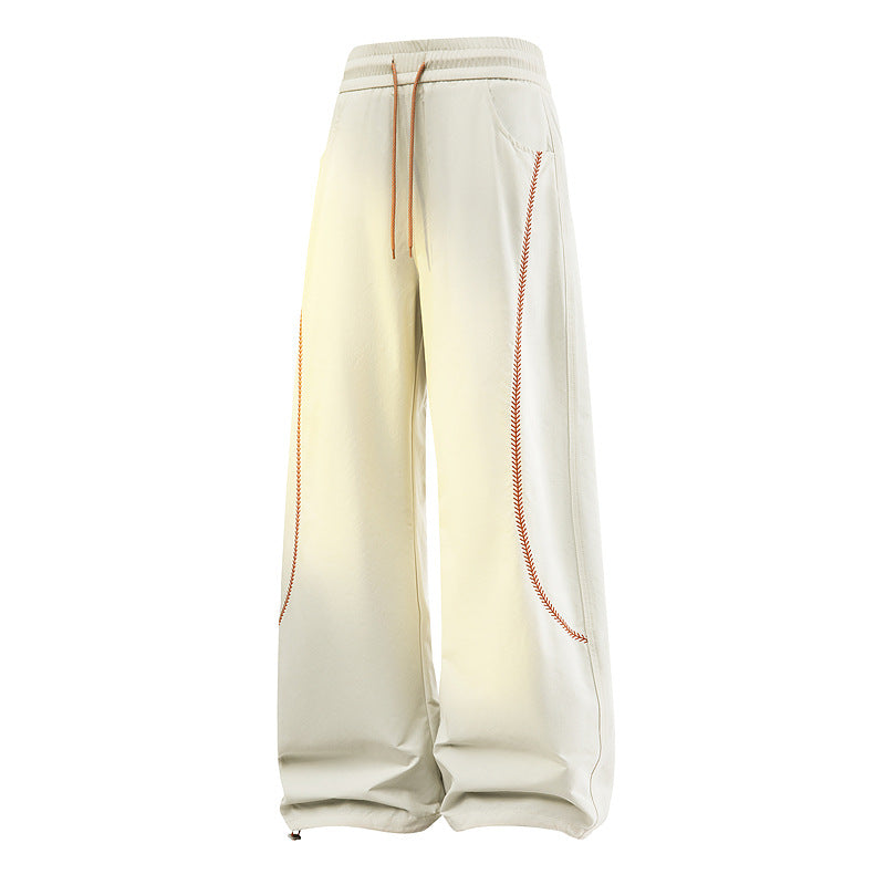 Damen Weite Baggy-Freizeithose mit Tunnelzugbund, kontrastierenden Ziernähten & verstellbarem Saum Echoarchiv