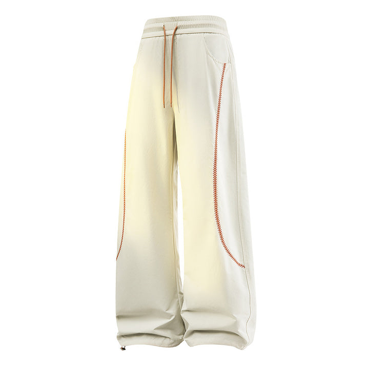 Damen Weite Baggy-Freizeithose mit Tunnelzugbund, kontrastierenden Ziernähten & verstellbarem Saum Echoarchiv
