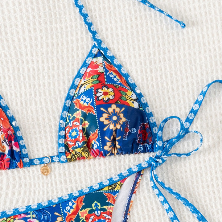 Damen Triangel-Bikini mit floralem Muster und Raffungen Echo Archiv