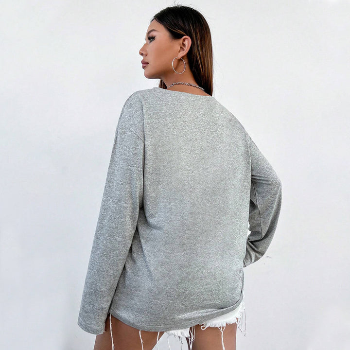 Damen oversized V‑Neck Longsleeve Pullover aus weichem Jersey – Mavelle