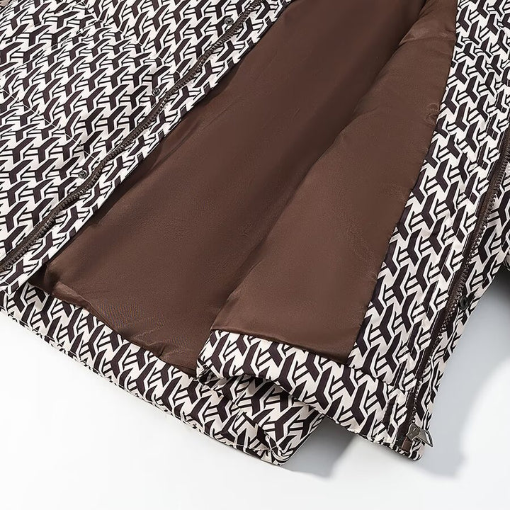 Damen Steppjacke mit hohem Kragen und grafischem Jacquardmuster Echo Archiv