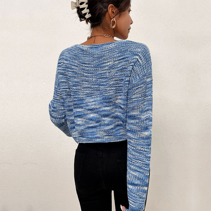 Damen Kurzer Off-Shoulder Strickpullover mit lässiger Crop-Silhouette Echoarchiv