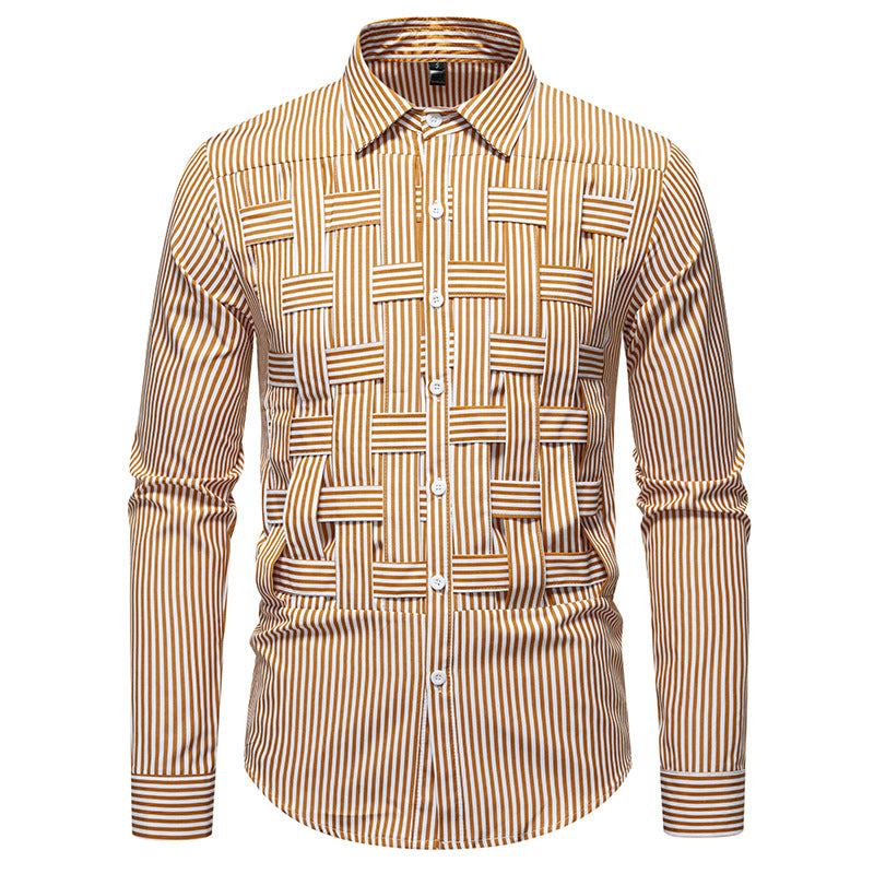 Herren Gestreiftes Business-Hemd mit gewebter Flechtoptik und Slim-Fit Echo Archiv