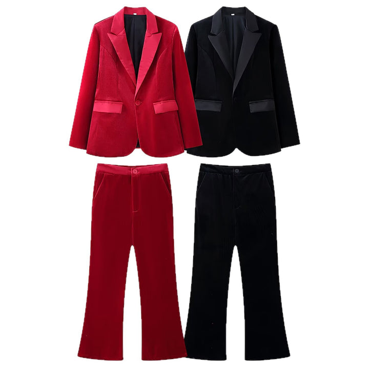 Damen Samt-Blazer mit Satin-Revers und taillierten Abnähern Echo Archiv