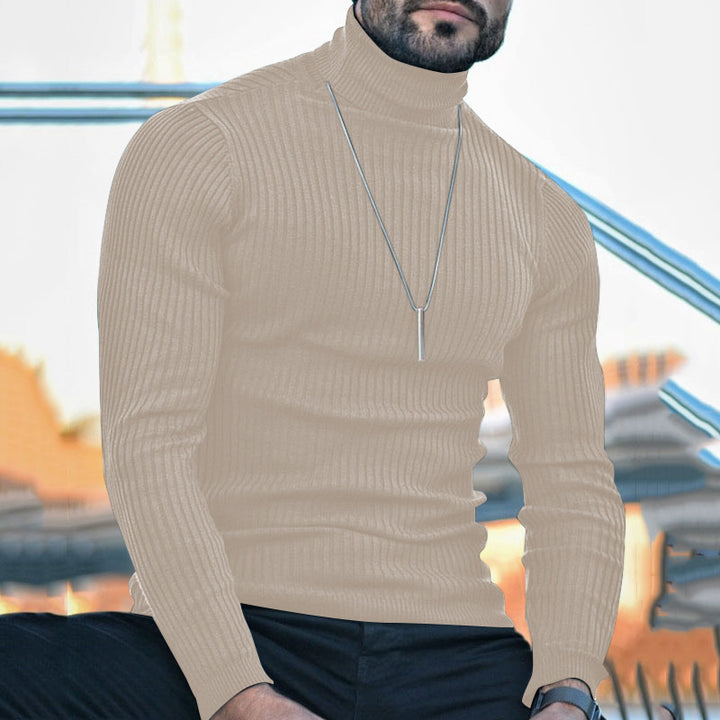 Herren Hochwertiger Rollkragenpullover mit strukturiertem Design Echoarchiv