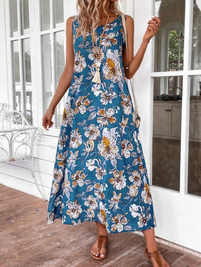 Damen Langes Sommerkleid mit floralem Muster und elegantem Schnitt Echo Archiv