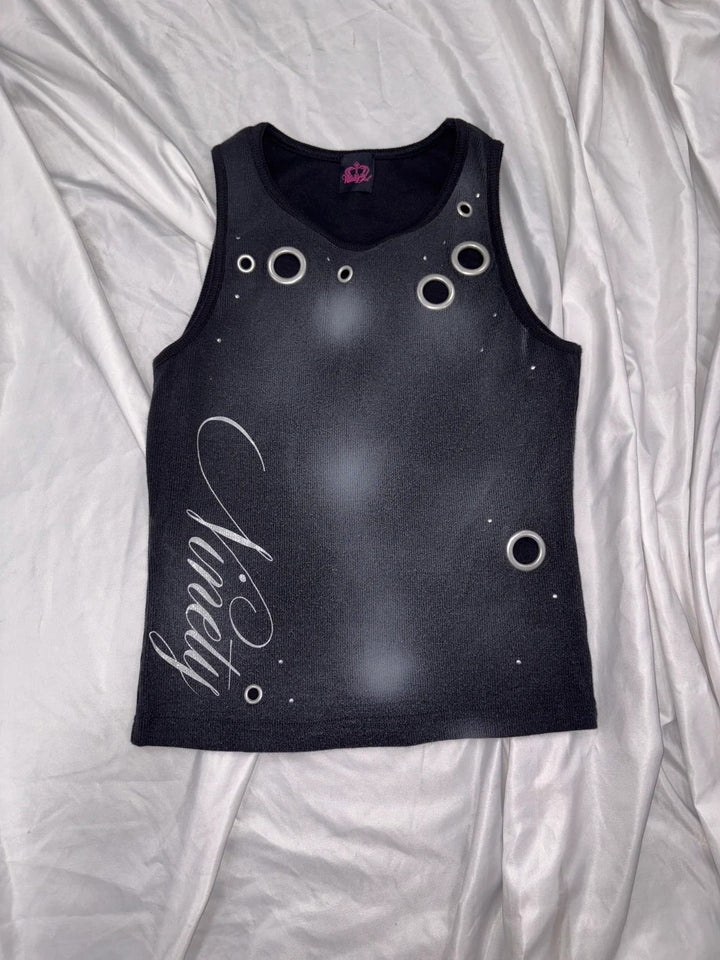 Damen Trendiges Tanktop mit dekorativen Ösen und schimmerndem Stoff Echo Archiv
