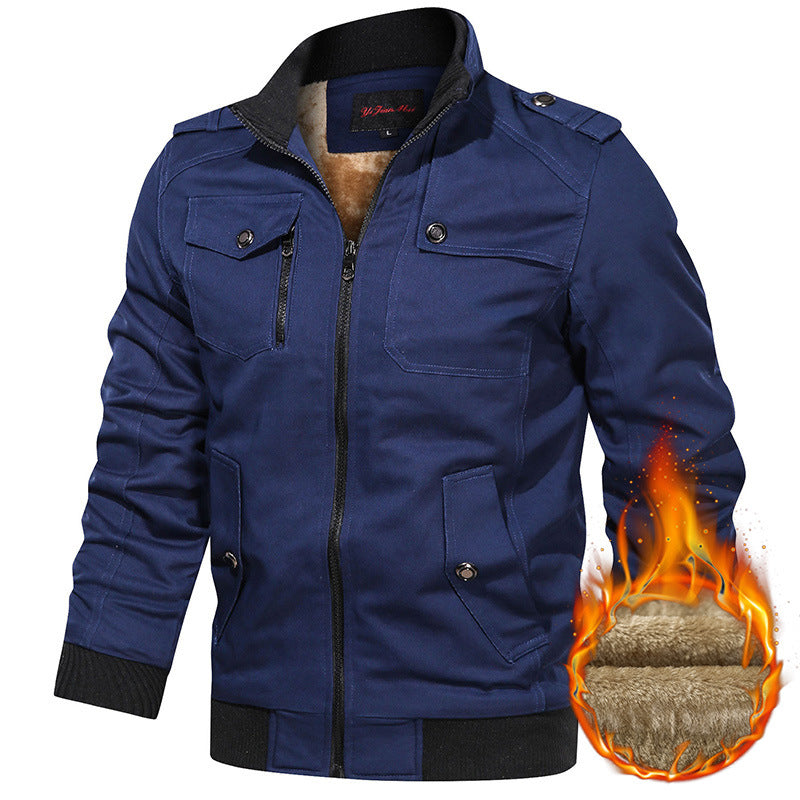 Herren nan gefütterte Utility-Bomberjacke mit Teddyfutter, Schulterpatten und multifunktionalen Taschen Echo Archiv