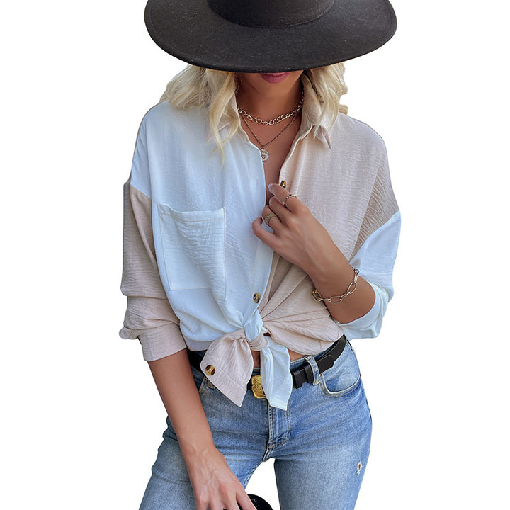 Damen Oversized-Hemdbluse mit Colour-Blocking, Brusttasche und strukturierter Viskosemischung Echoarchiv