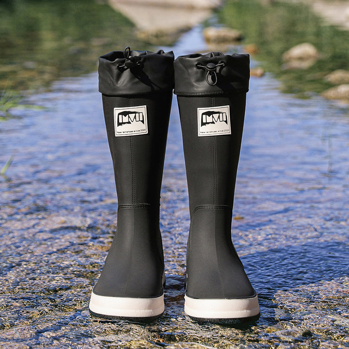 Damen kniehohe wasserdichte Gummistiefel mit verstellbarem Kordelabschluss Echoarhiv – Lioré