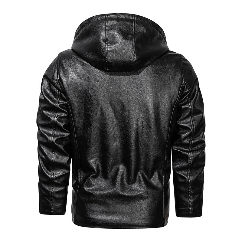 Herren Kapuzen-Lederoptikblouson mit wärmender Teddyfutter‑Innenlage – Taviero