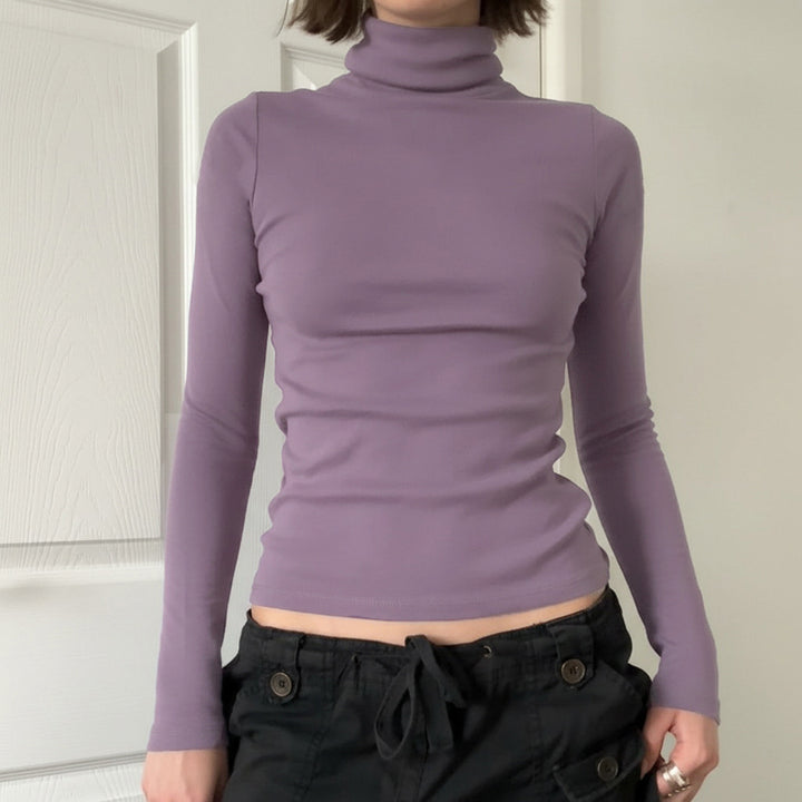 Damen Figurnahes Langarm-Rollkragen-Shirt aus Stretch-Jersey Echo Archiv