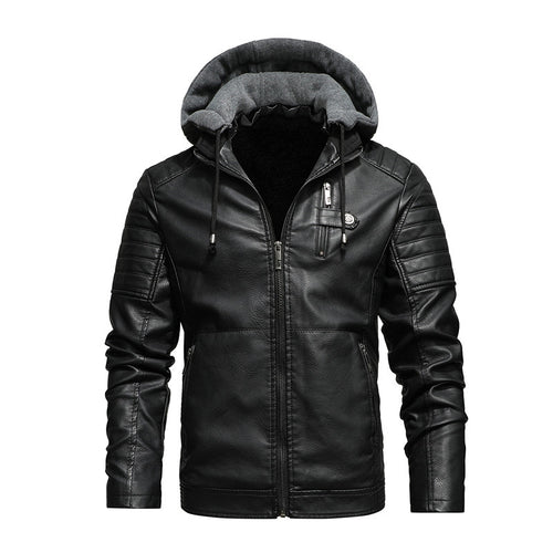 Herren Lederimitatjacke mit Kapuze und Teddyfutter Echoarchiv