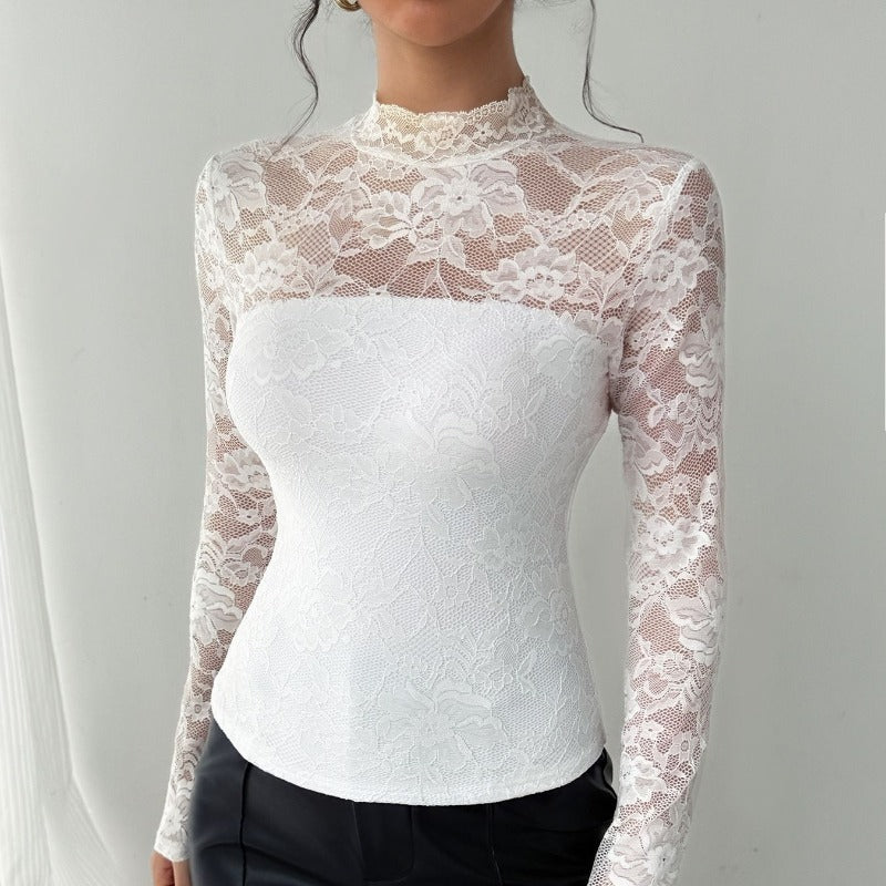 Damen Spitzenbody mit elegantem Stehkragen und langem Arm Echo Archiv