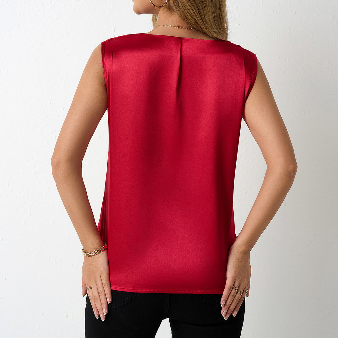 Damen Satin Top mit V-Ausschnitt und glattem Finish Echo Archiv