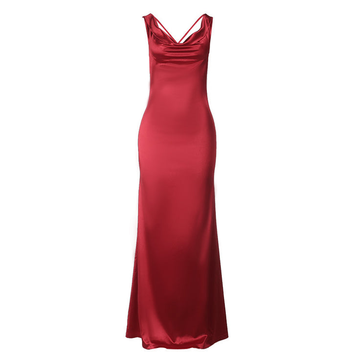Damen elegantes Maxikleid mit tiefem Wasserfall-Ausschnitt und figurbetontem Schnitt Echo Archiv