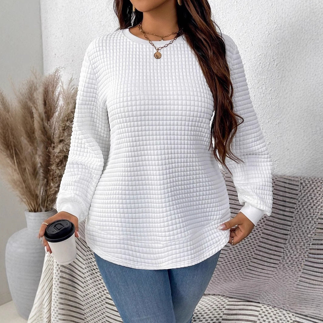 Damen nan Waffelstrick Longsleeve mit Rundhalsausschnitt, leicht A-Linien-Schnitt und gerippten Bündchen Echo Archiv