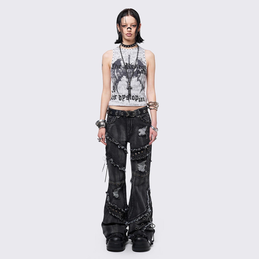 Damen Crop-Top mit urbanem Dystopie-Print Echo Archiv