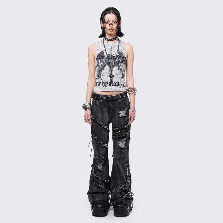 Damen Crop-Top mit urbanem Dystopie-Print Echo Archiv
