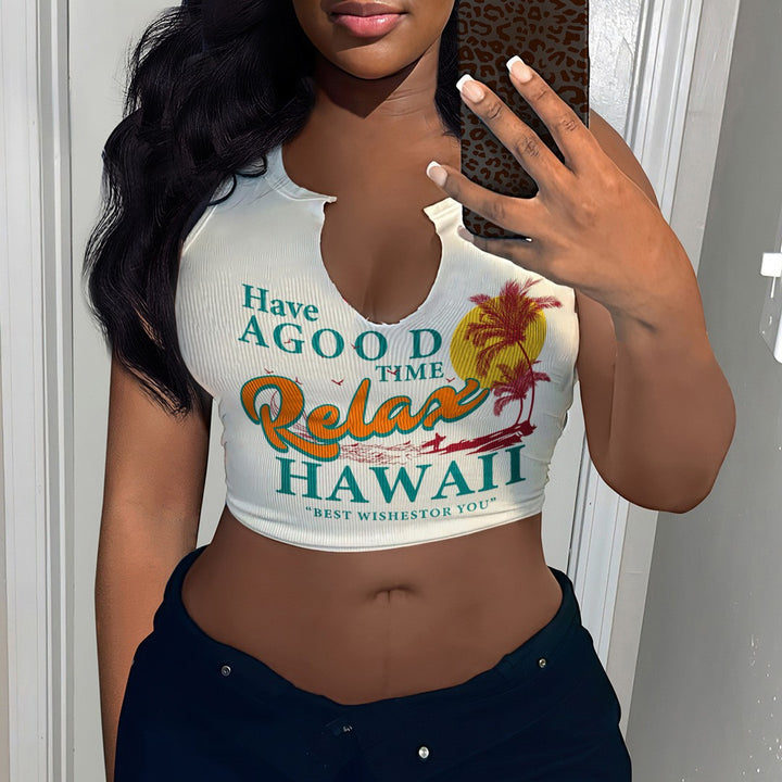 Damen Crop-Top mit auffälligem Schriftzug und lockerer Passform Echo Archiv