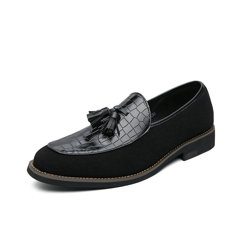Herren eleganter Quasten-Loafer mit kroko-geprägtem Lederblatt und weichem Veloursaußenmaterial Echo Archiv