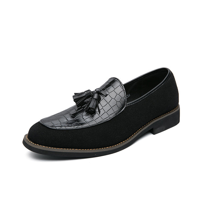 Herren eleganter Quasten-Loafer mit kroko-geprägtem Lederblatt und weichem Veloursaußenmaterial Echo Archiv