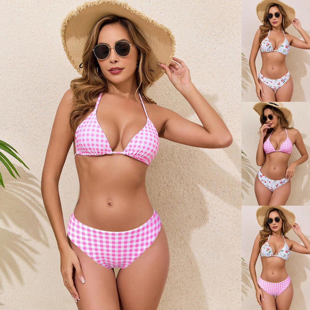 Damen Bikiniset mit floralem Muster und Gingham-Design Echo Archiv