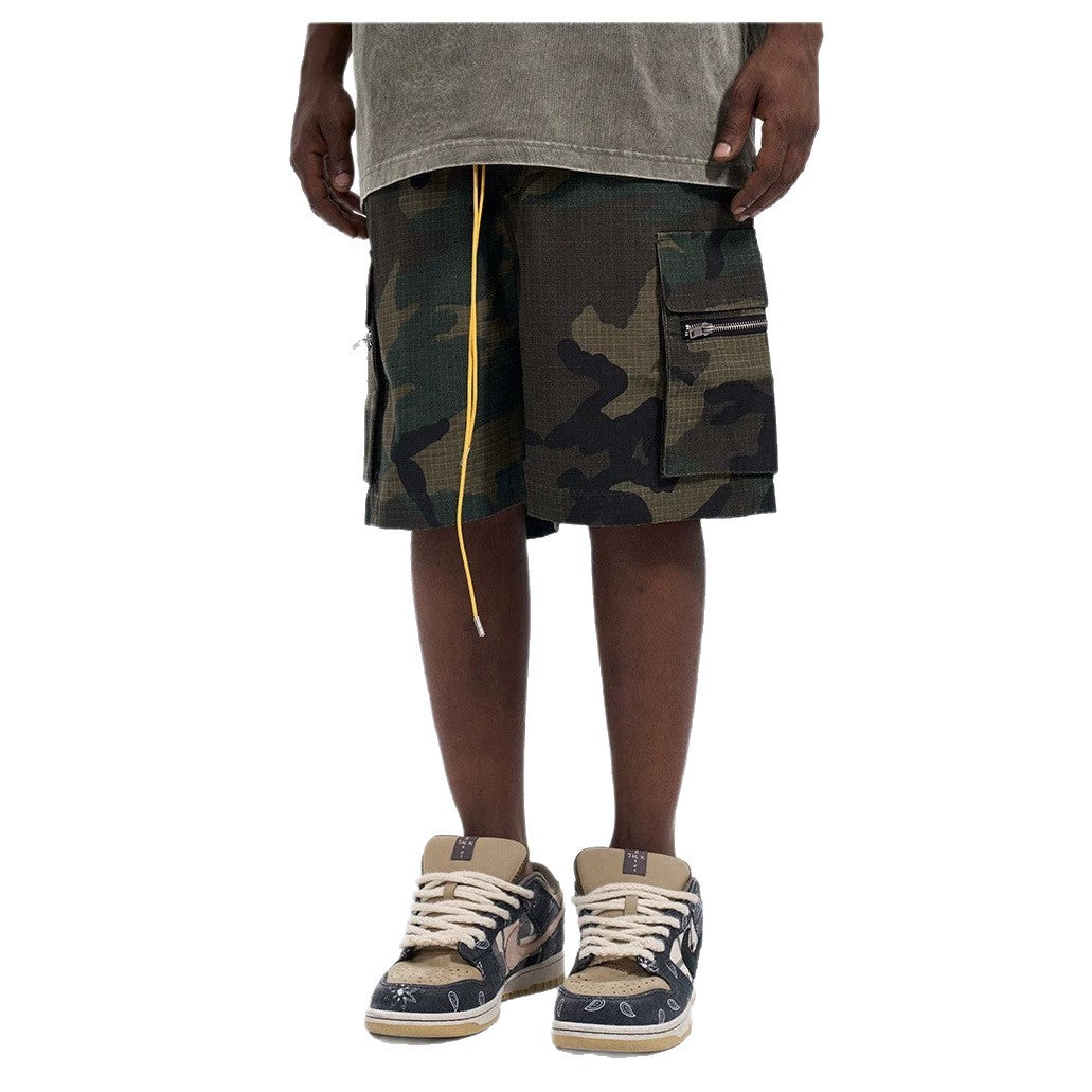 Herren nan Cargo-Shorts im Camouflage-Ripstop mit Elastikbund, Tunnelzug und Reißverschlusstaschen Echo Archiv