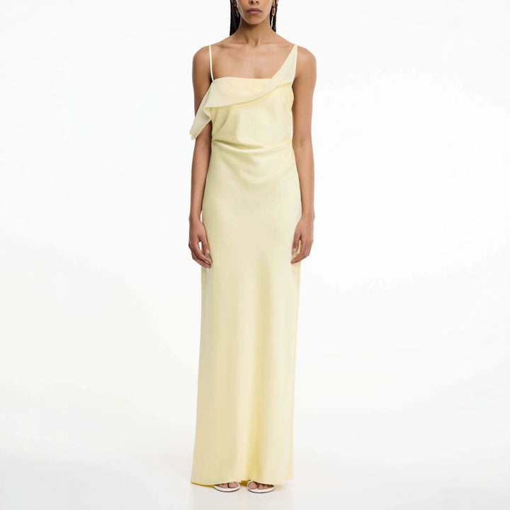 Damen Elegantes Maxikleid mit asymmetrischem Oberteil und fließendem Schnitt Echo Archiv