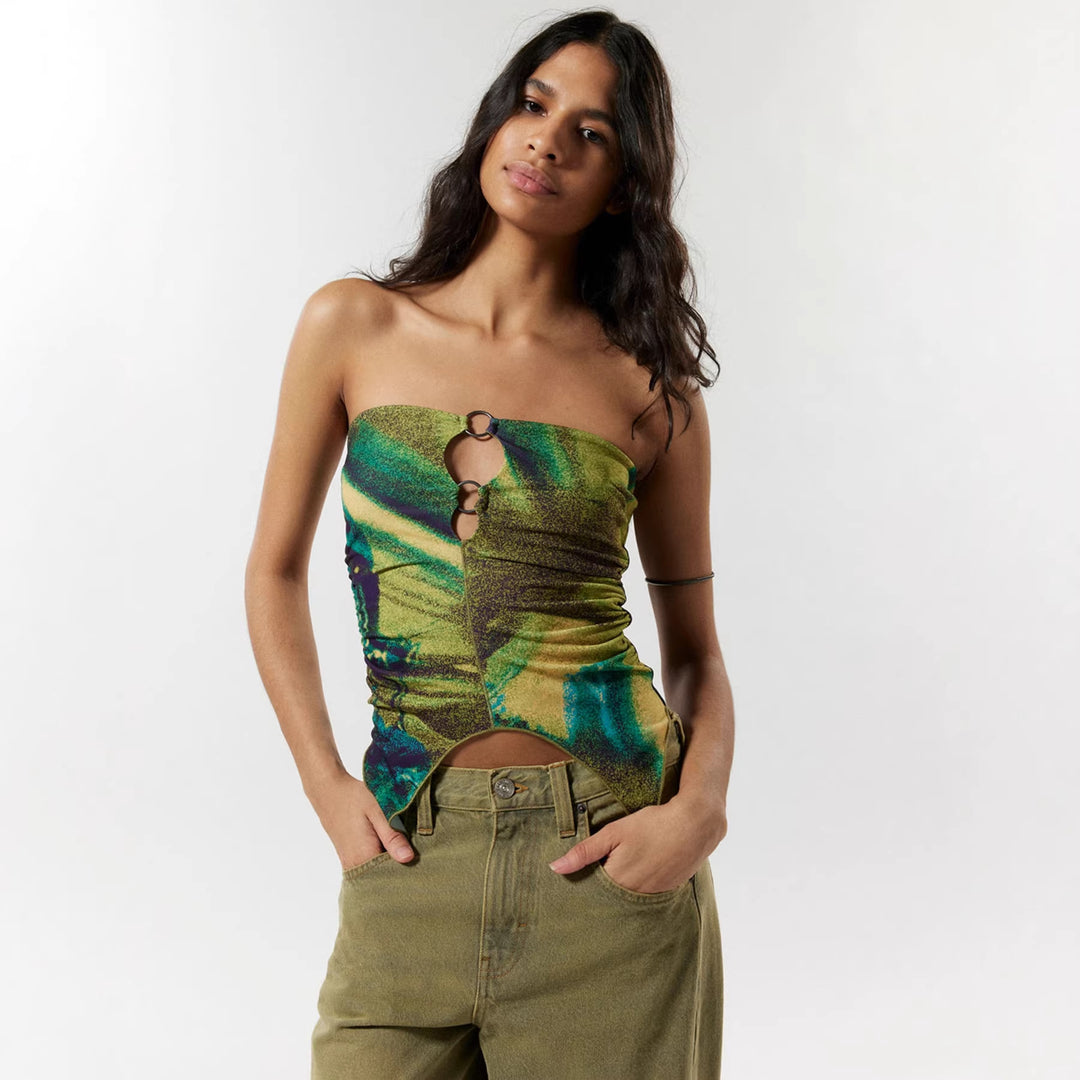 Damen Strapless Top mit modischen Ringdetails Echo Archiv