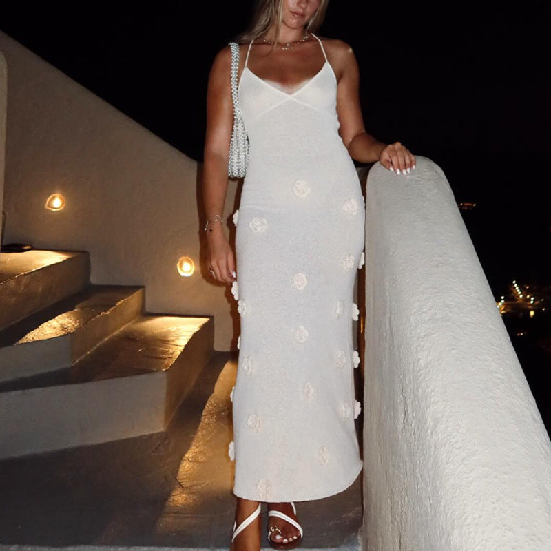 Damen Elegantes gehäkeltes Maxikleid mit floralen Applikationen Echo Archiv