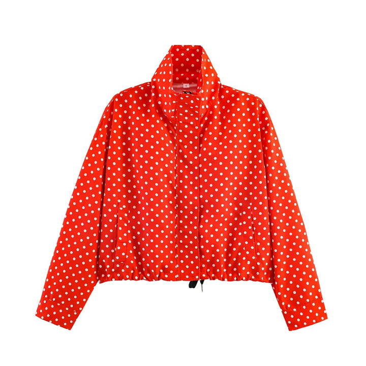 Damen Gekürzte Punkte-Utility-Jacke mit Stehkragen und Tunnelzug Echo Archiv
