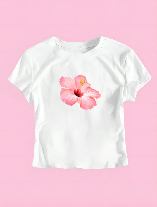 Damen cropped T-Shirt mit exklusivem Pferdemotiv und figurbetontem Schnitt Echo Archiv