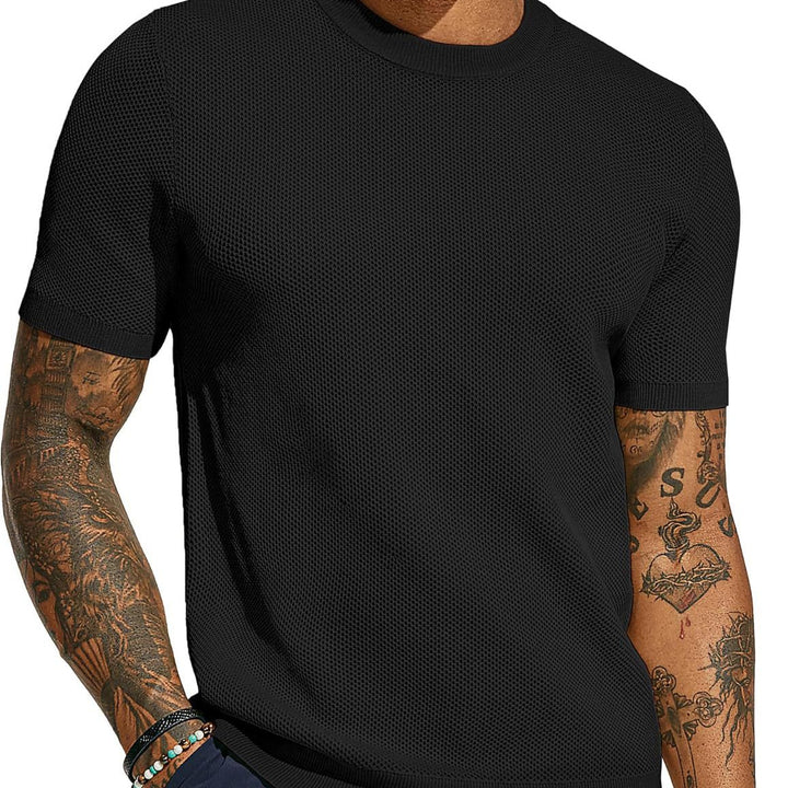 Herren luftiges Strickshirt mit Netzstruktur Echoarchiv